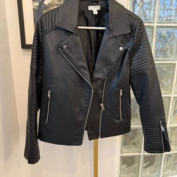 Topshop Size 8 Faux Leather Jacket - Picture 1 of 4